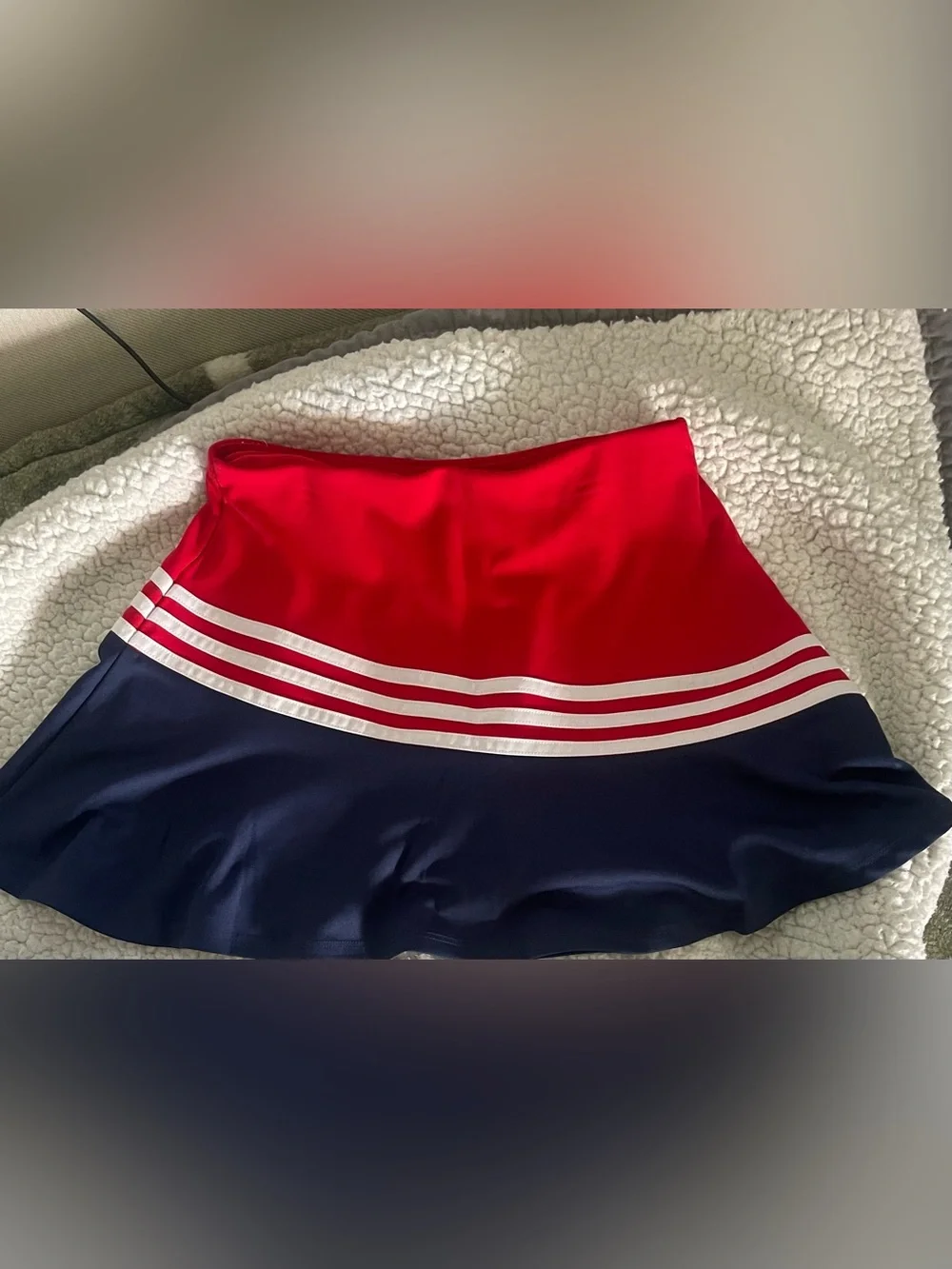 adidas Red and Navy Girls Athletic Skirt with White Stripes